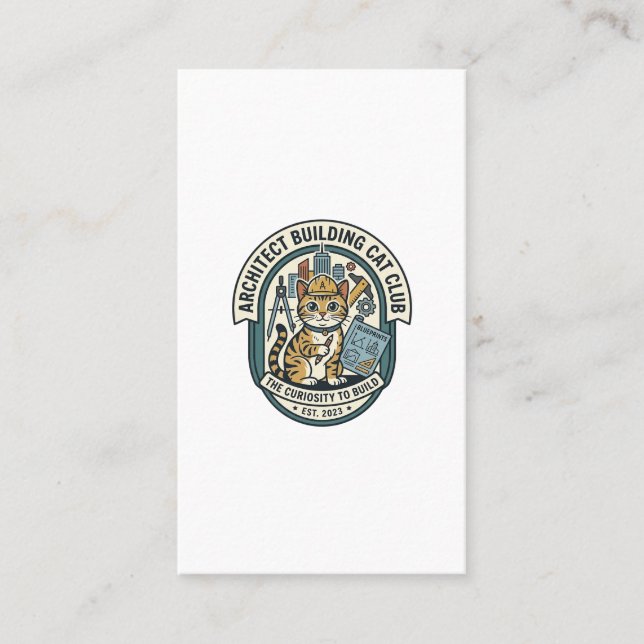 Carte De Visite Tee shirt graphique chat bâtiment architecte Art - (Devant)