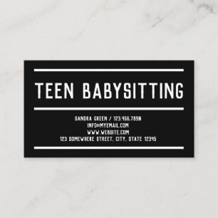 Carte De Visite Teenage Sitter Ado Babysitting