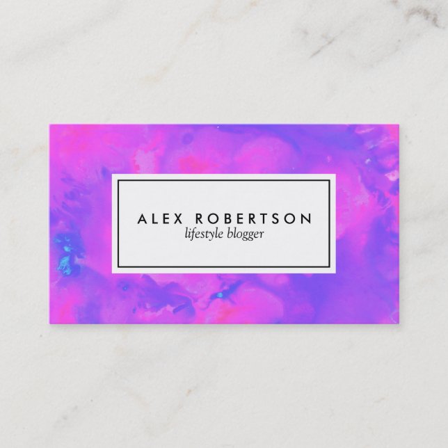 Carte De Visite Teinture de noue rose, violet et bleu vif (Devant)