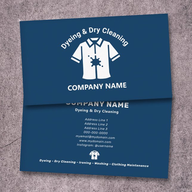 Carte De Visite Teinture & Nettoyage à sec Bleu (Dyeing & Dry Cleaning Blue Business Card)