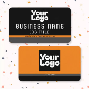 Carte De Visite Téléchargez votre logo Noir Gris & Orange (modif