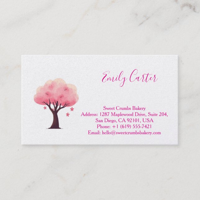 Carte de visite tendance à motif minimal de fleurs (Devant)
