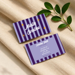 Carte de visite tendance à rayures violettes scint