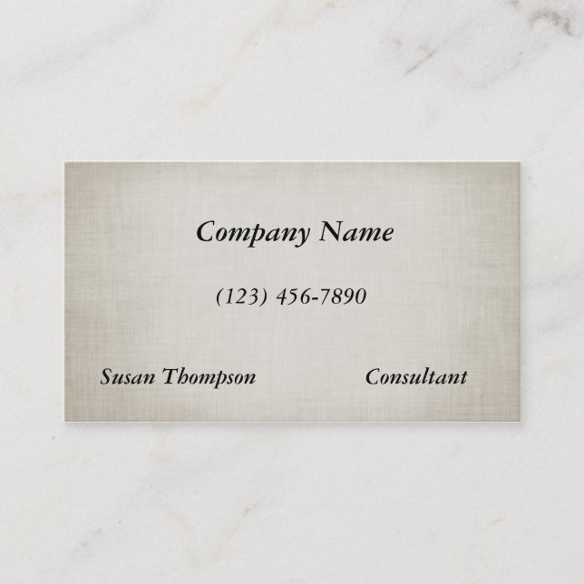 Carte De Visite Tendance Antique Texture Lin Blanc (Devant)