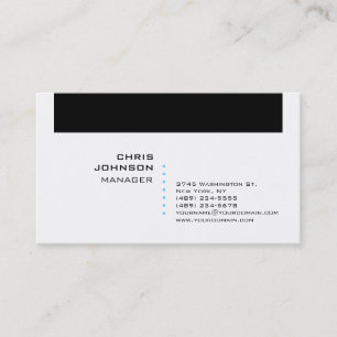 Carte de visite tendance Black White Blue Manager