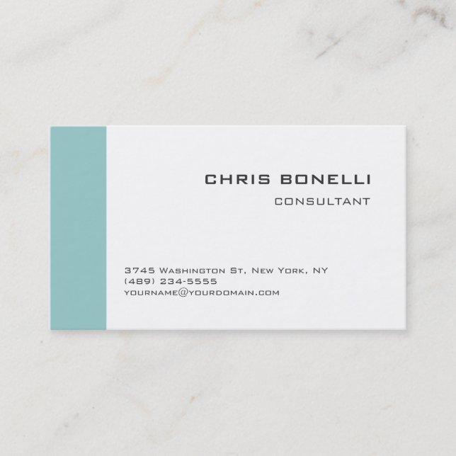 Carte de visite tendance blanche bleue chic (Devant)