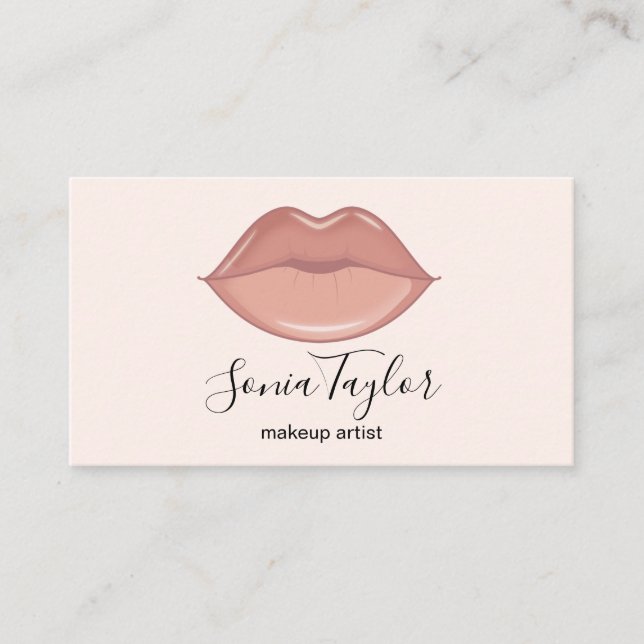 Carte De Visite Tendance Blush Rose Lips Maquillage Artiste Beauté (Devant)
