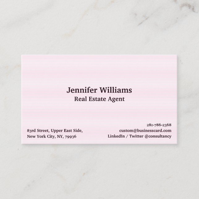 Carte De Visite Tendance Chic Motif Lignes Roses Moderne Professio (Devant)