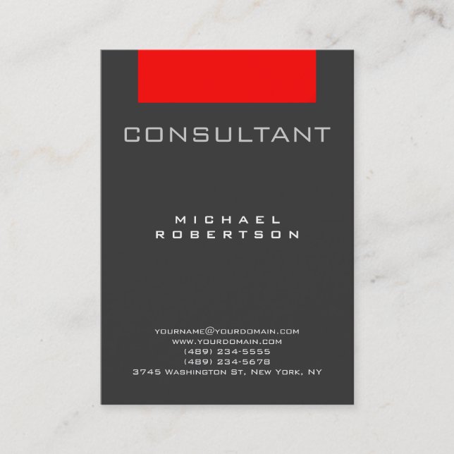 Carte de visite tendance consultant rouge gris pot (Devant)