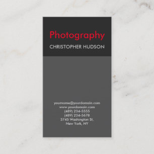Carte De Visite Tendance élégante Photographie rouge gris