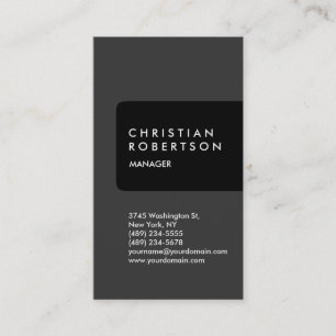 Carte de visite tendance gris noir vertical
