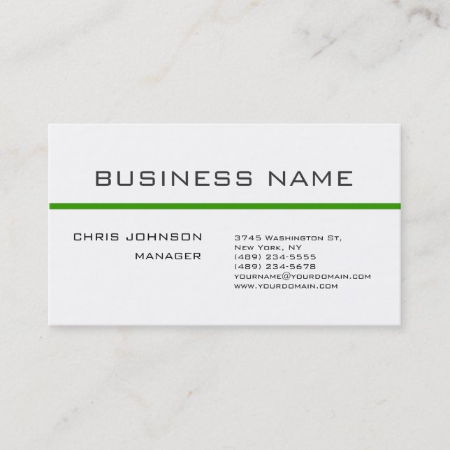 Carte de visite tendance gris vert blanc (Devant)