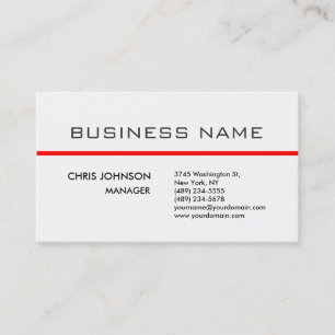 Carte de visite tendance grise rouge blanc