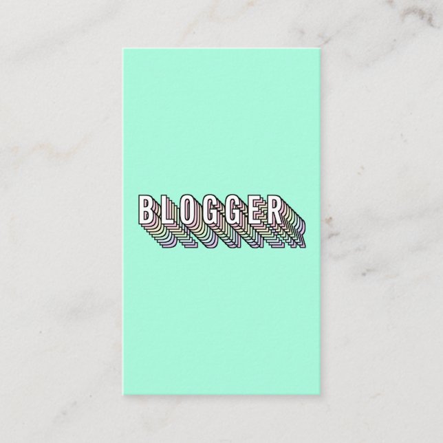 Carte De Visite Tendance menthe vert 3d typographie blogueur minim (Devant)