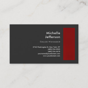 Carte De Visite Tendance Moderne Minimaliste Rouge Gris