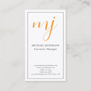 Carte De Visite Tendance Moderne Monogrammé Simple Noir & Blanc