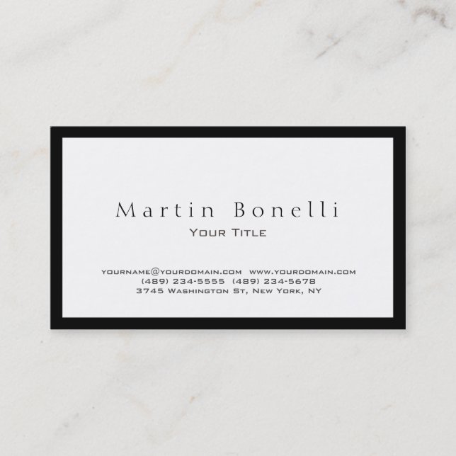 Carte de visite tendance noir et blanc simple (Devant)