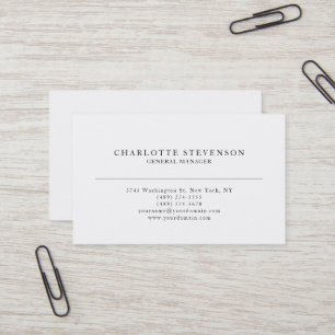 Carte De Visite Tendance Professionnel Blanc Simple Minimaliste