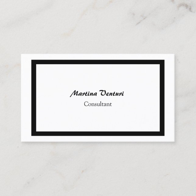 Carte De Visite Tendance Professionnel Simple Uni Noir & Blanc (Devant)