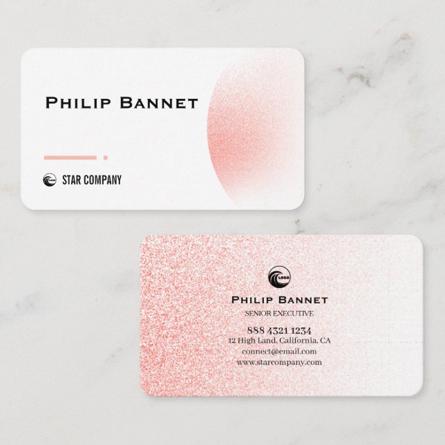 Carte de visite tendance rose corail élégante (Devant / Derrière)