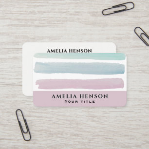 Carte De Visite Tendance rose turquoise bleu Watercolor raypes 