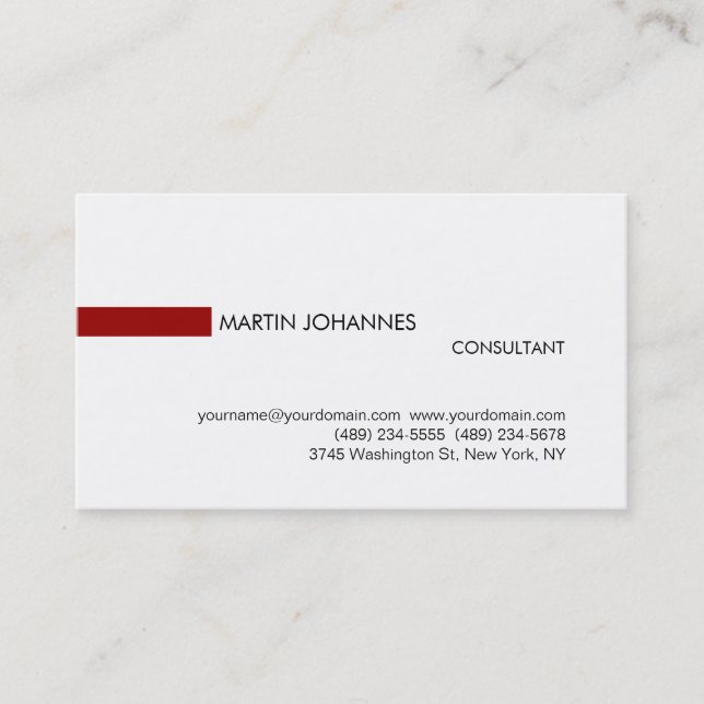 Carte de visite tendance rouge noir blanc élégant (Devant)
