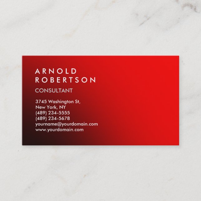 Carte de visite tendance rouge simple moderne (Devant)