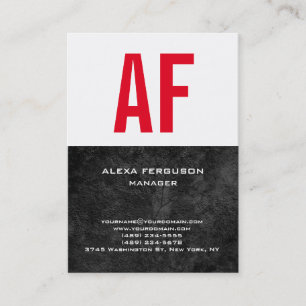 Carte De Visite Tendance unique simple noir blanc rouge monogramme