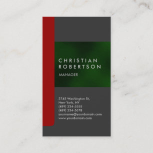 Carte de visite tendance verte rouge gris vertical
