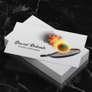 Carte De Visite Tennis Ball in Fire Professeur de Tennis