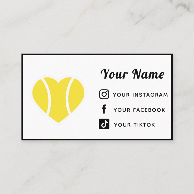 Carte De Visite Tennis Coeur Amour Entraîneur Feu Médias sociaux M (Devant)