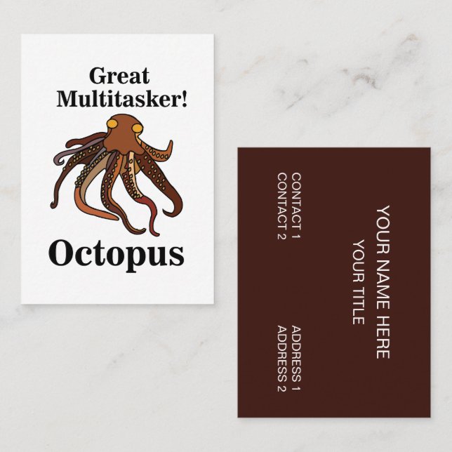 Carte De Visite Tentacules de Pieuvre Multitâche Créatures Marines (Devant / Derrière)