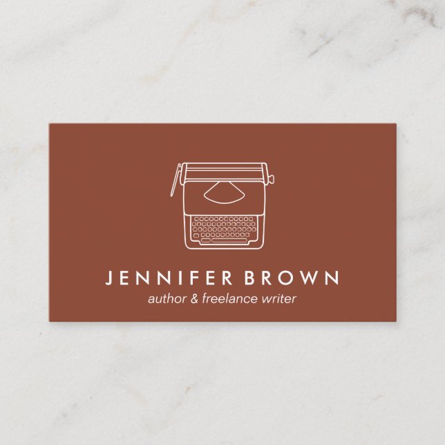 Carte De Visite Terracotta Auteur Blogger Freelancer Typewriter (Devant)
