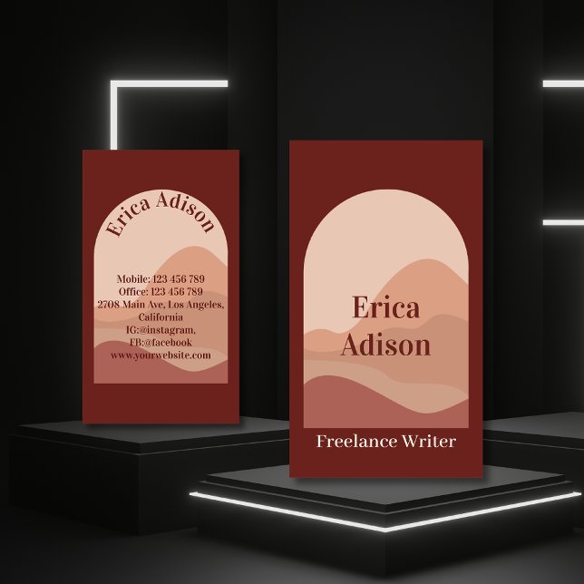 Carte De Visite Terracotta Terre Tone Abstrait Boho Chic Arch (Créateur téléchargé)