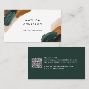 Carte De Visite Terracotta, vert abstrait moderne QR CODE