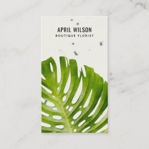 CARTE DE VISITE TERRAZZO WATERCOLOR VERT MONSTERA FEUILLES FOLIER