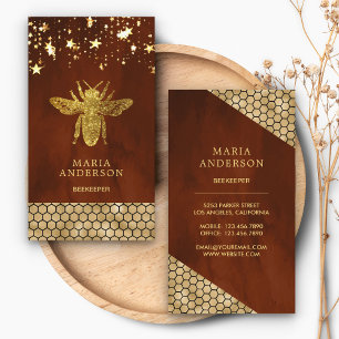 Carte De Visite Terre Cuite Abeille à Miel Apiculteur Paillettes D
