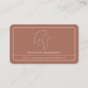 Carte De Visite Terre cuite Beige Minimaliste Cadre Ligne Chat Chi