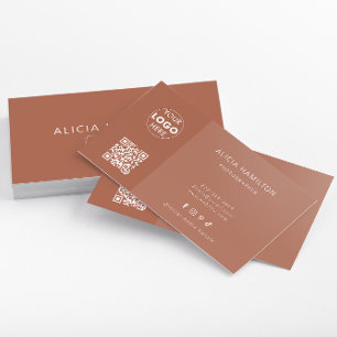 Carte De Visite Terre cuite   Minimaliste   Code QR + logo   Moder