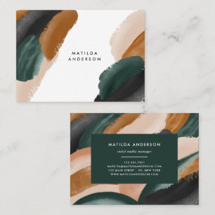 Carte De Visite Terre cuite verte abstraite aquarelle moderne uniq