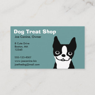 Carte De Visite Terrier de Boston - Tête de chien de dessin animé
