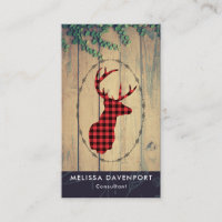 Tête de cerf avec Antlers - Red Plaid Rustic