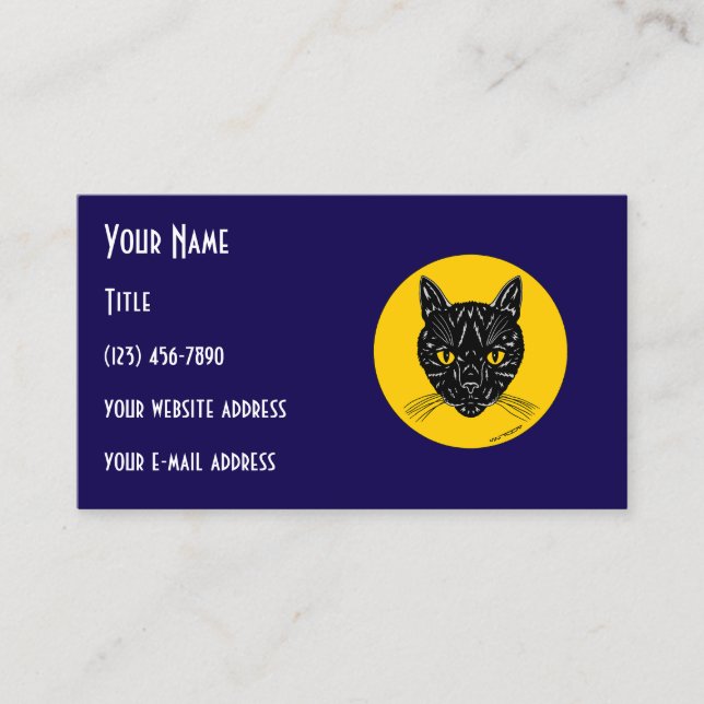Carte De Visite Tête de chat noir (Devant)