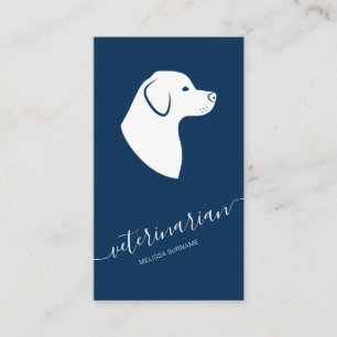 Carte De Visite Tête de Chien Labrador Minimaliste Vétérinaire Ble