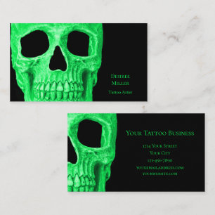 Carte De Visite Tête de crâne gothique Boutique de tatouage noir