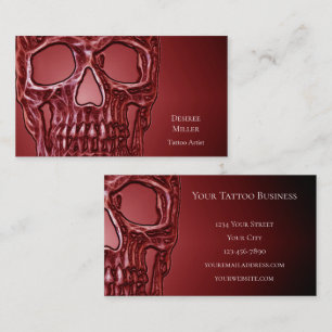 Carte De Visite Tête de crâne gothique Rouge noir brillant Boutiqu