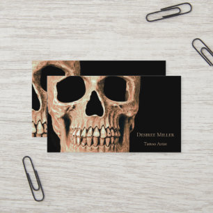Carte De Visite Tête de crâne gothique Tan Brown noir Tattoo Sho