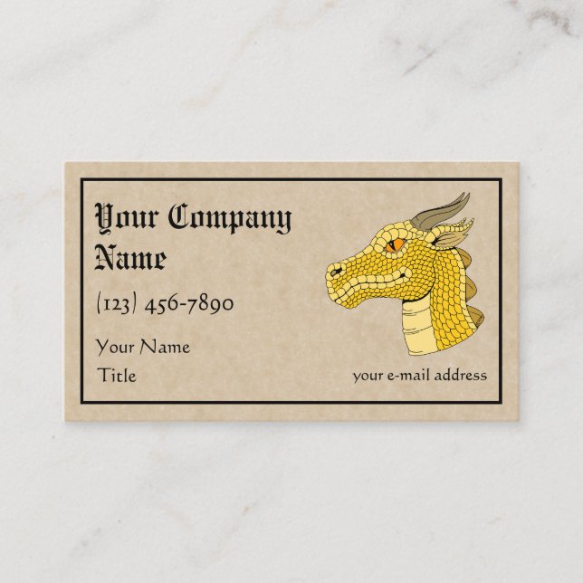 Carte De Visite Tête de dragon doré de profil (Devant)