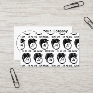 Carte De Visite Tête de loup noir tribal Silhouette Laurel Monogra