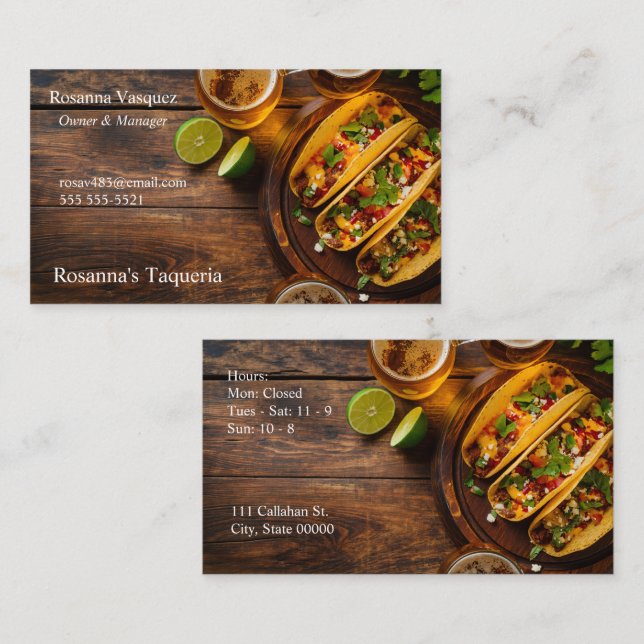 Carte De Visite Tête supérieure des tacos avec espace de copie (Devant / Derrière)